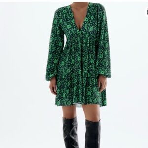 Zara Mini Dress Green & Blue Size Small